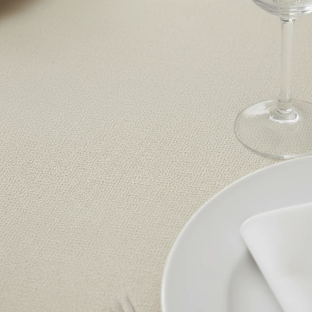 120" Round Premium Linen-Look Panama Weave Tablecloth - Ivory - Image 4