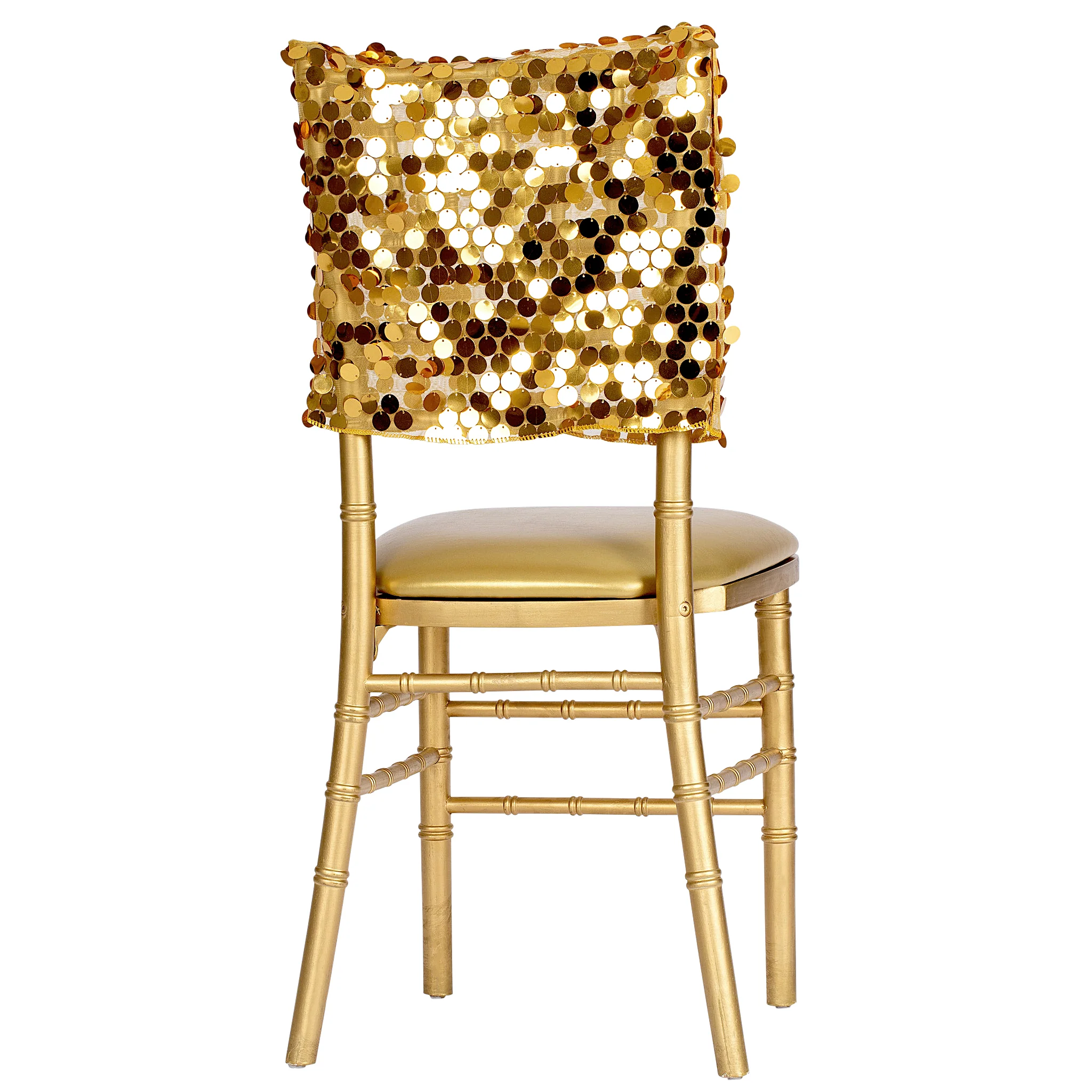 Payette Sequin Chiavari Chair Cap 16"W x 14"L - Gold - Image 2