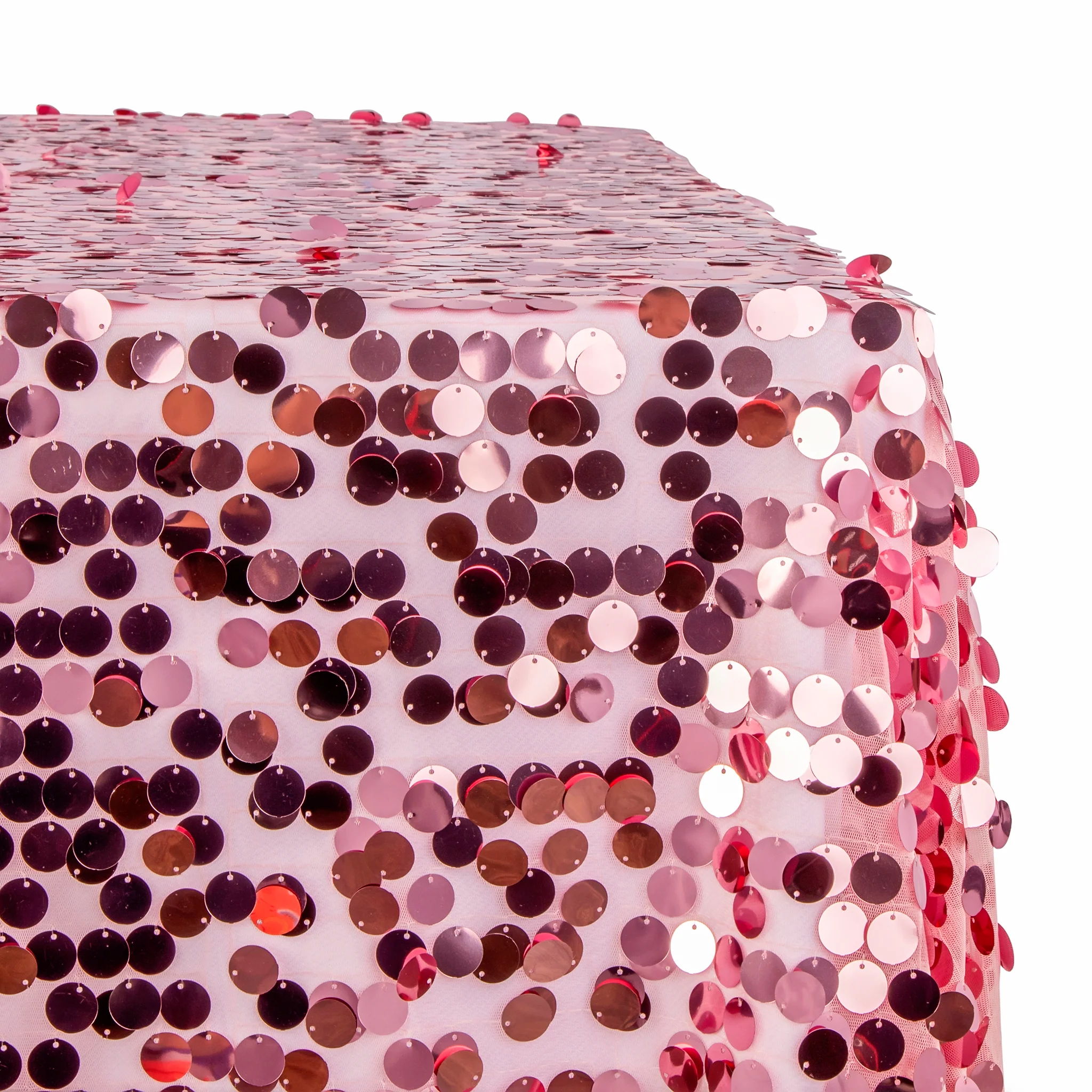 Large Payette Sequin Tablecloth 90"x132" Rectangular - Pink - Image 2