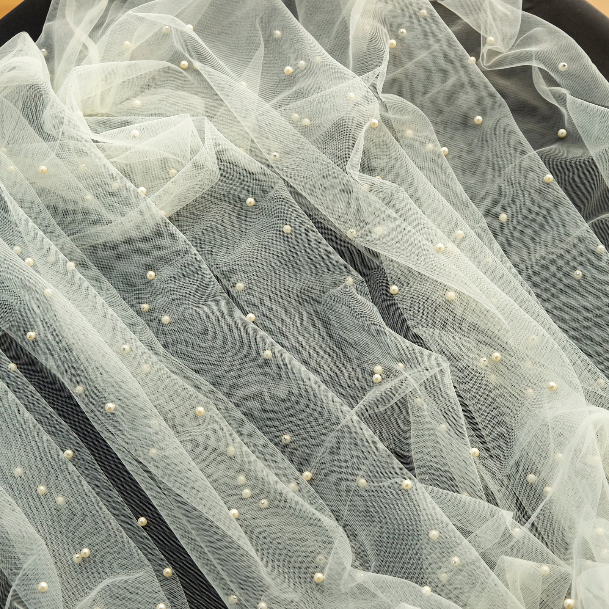 Pearl Tulle Fabric Roll 54" x 10 yds - Ivory