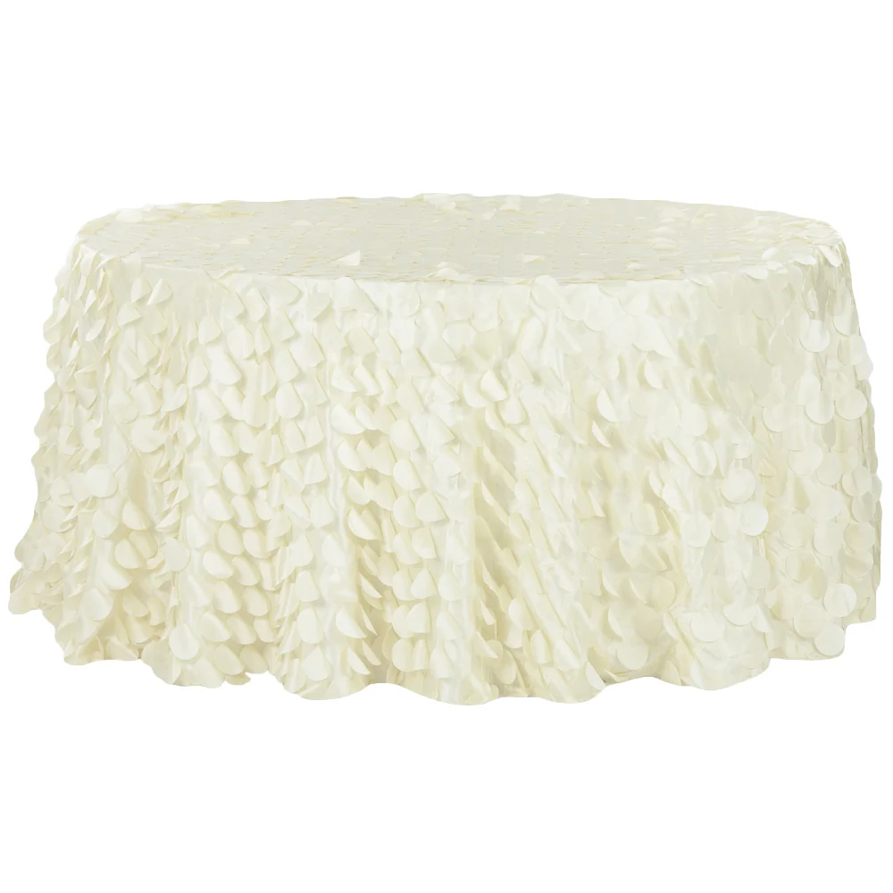 Petal Circle Taffeta 132" Round Tablecloth - Ivory