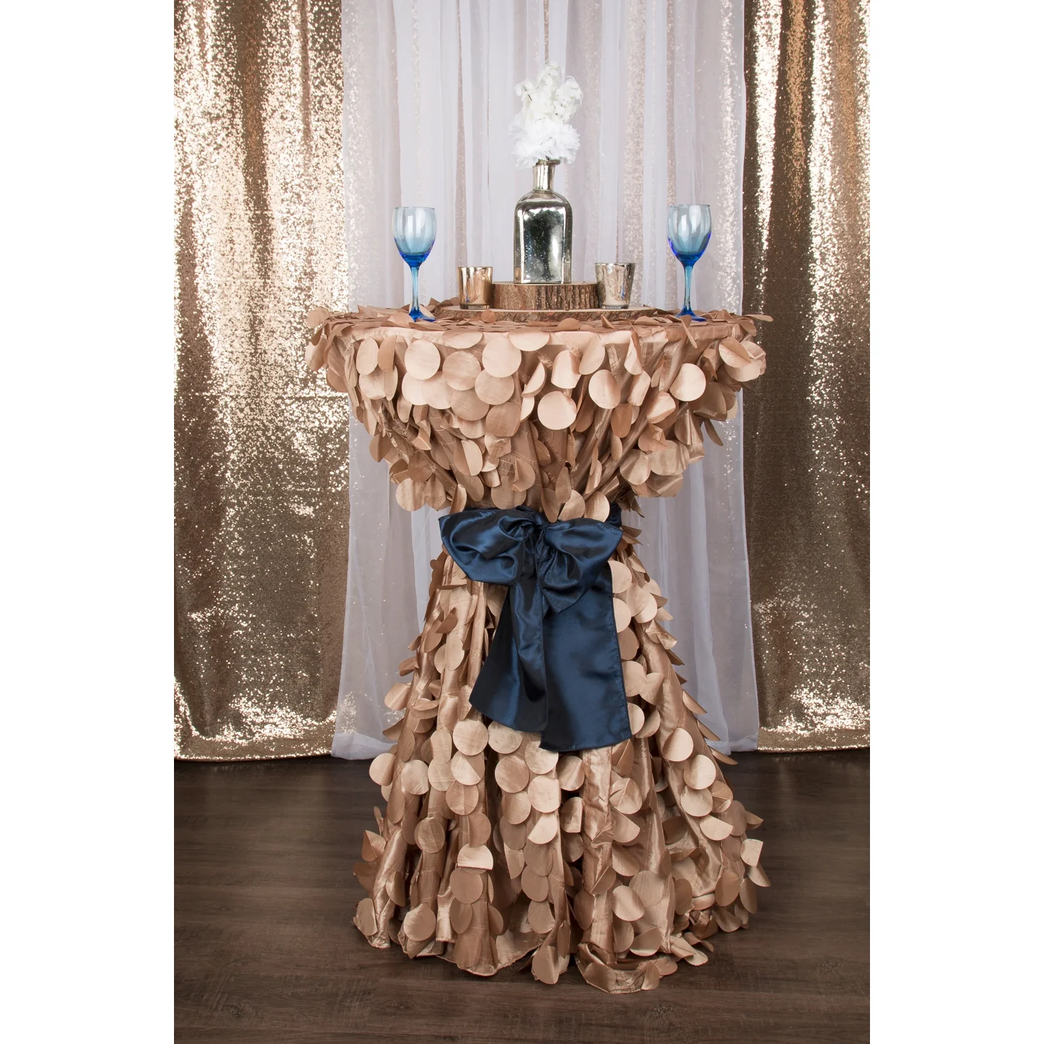 Petal Circle Taffeta Round 120" Tablecloth - Champagne - Image 2