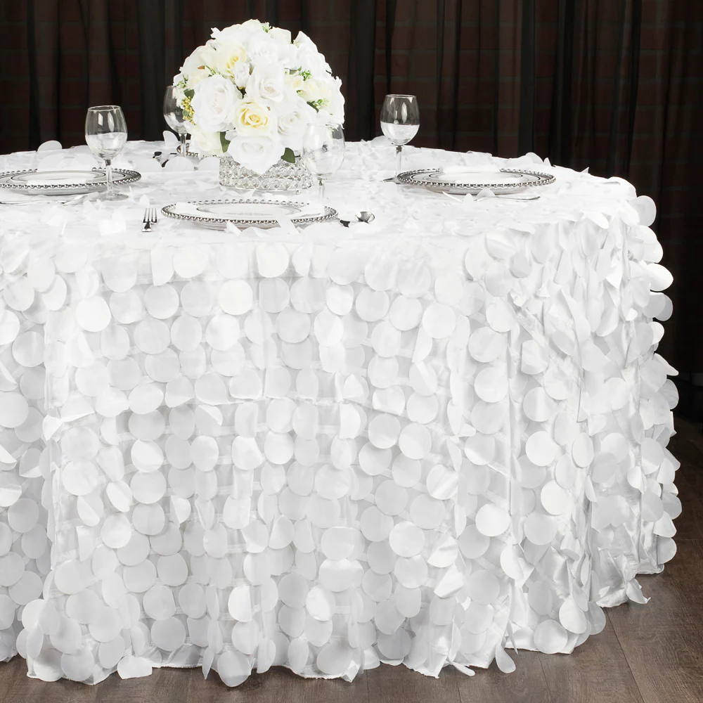 Petal Circle Taffeta Round 120" Tablecloth - White - Image 2