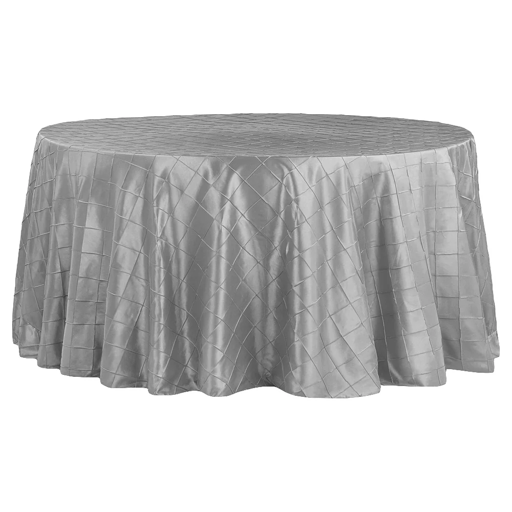 Pintuck 120" Round Tablecloth - Silver