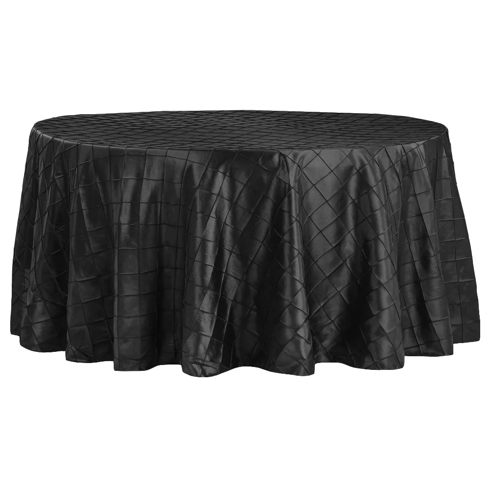 Pintuck 132" Round Tablecloth - Black