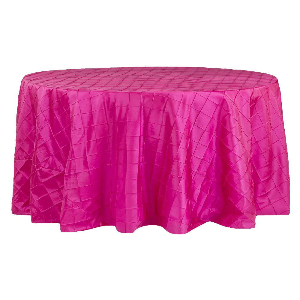 Pintuck 132" Round Tablecloth - Fuchsia