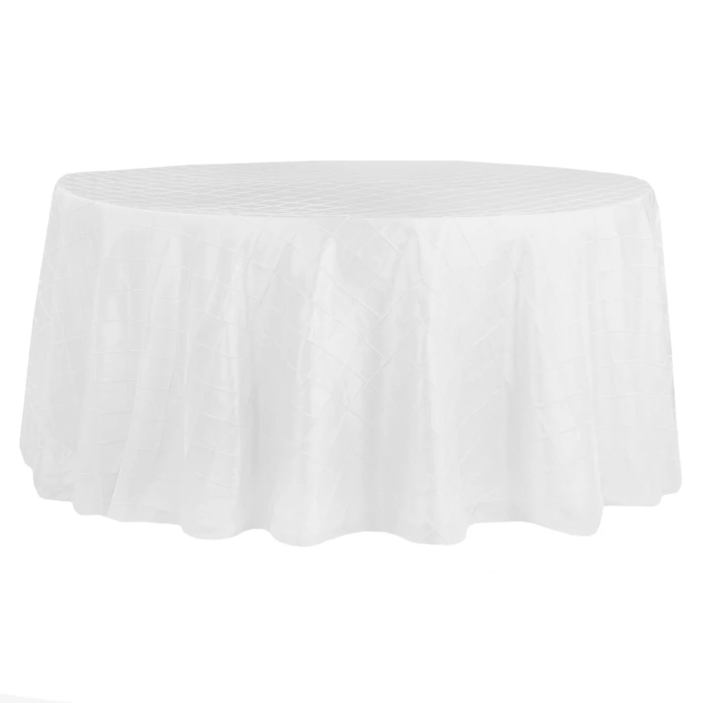 Pintuck 132" Round Tablecloth - White