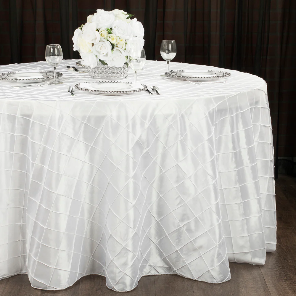 Pintuck 132" Round Tablecloth - White - Image 2