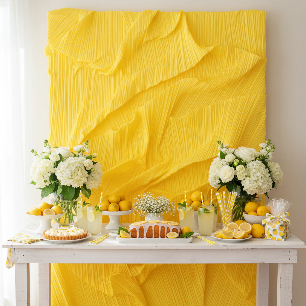 Pleated Crinkle DIY Textured Fabric 10 yards - Yellow