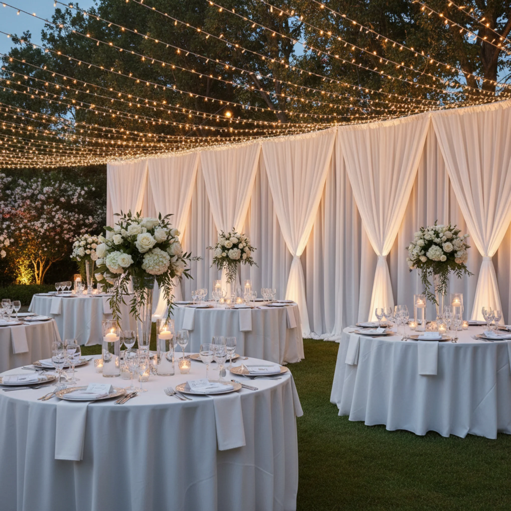 Poly Premier Fire Retardant (FR) 10ft H x 60" W drape/backdrop - White - Image 4