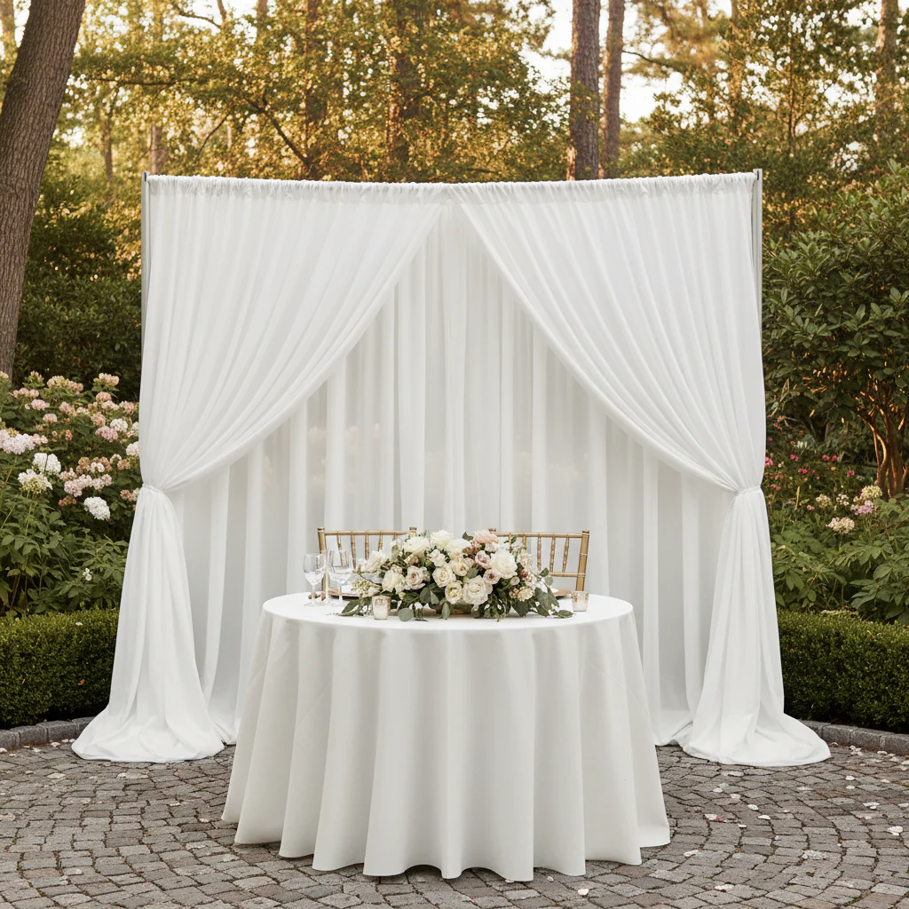 Poly Premier Fire Retardant (FR) 12ft H x 60" W drape/backdrop - White - Image 4
