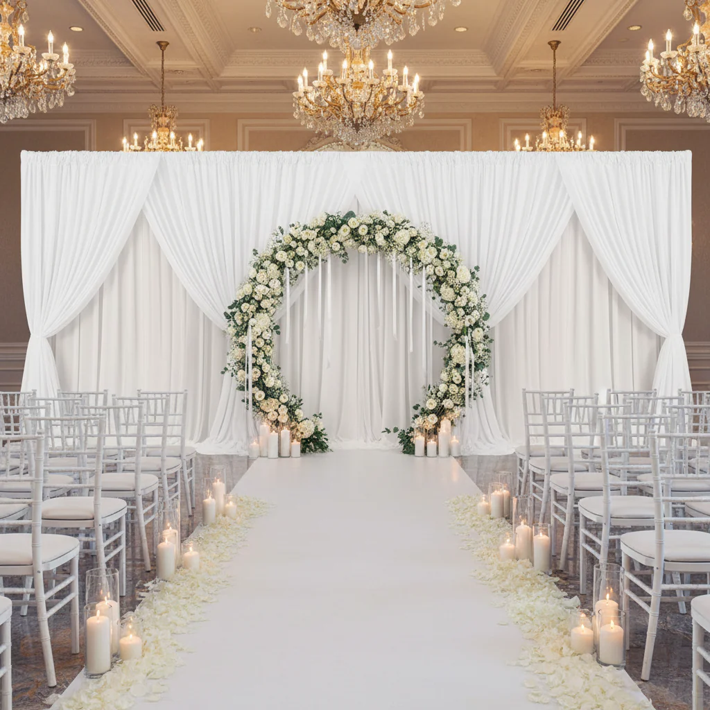 Poly Premier Fire Retardant (FR) 12ft H x 60" W drape/backdrop - White - Image 5