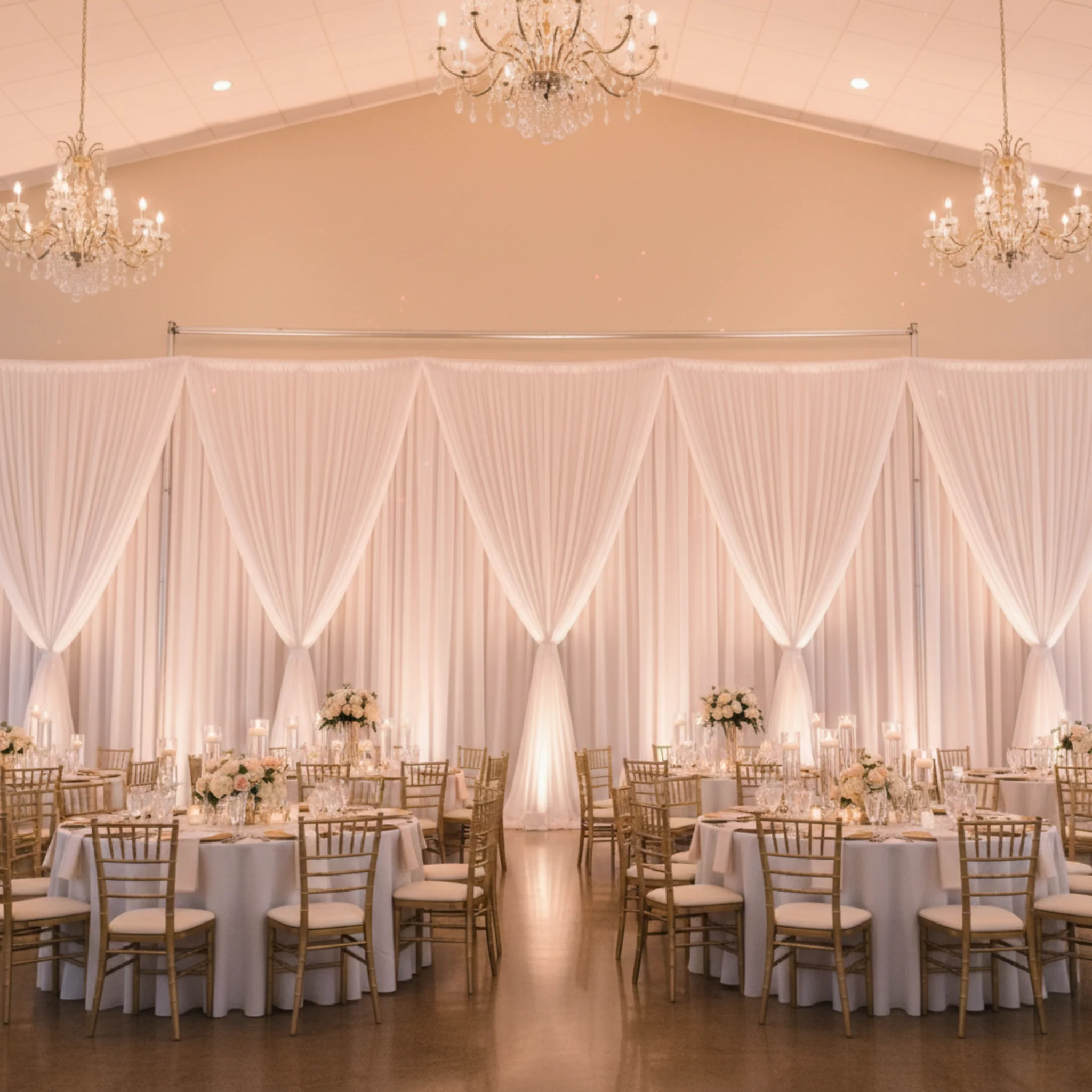 Poly Premier Fire Retardant (FR) 14ft H x 60" W drape/backdrop - White - Image 4