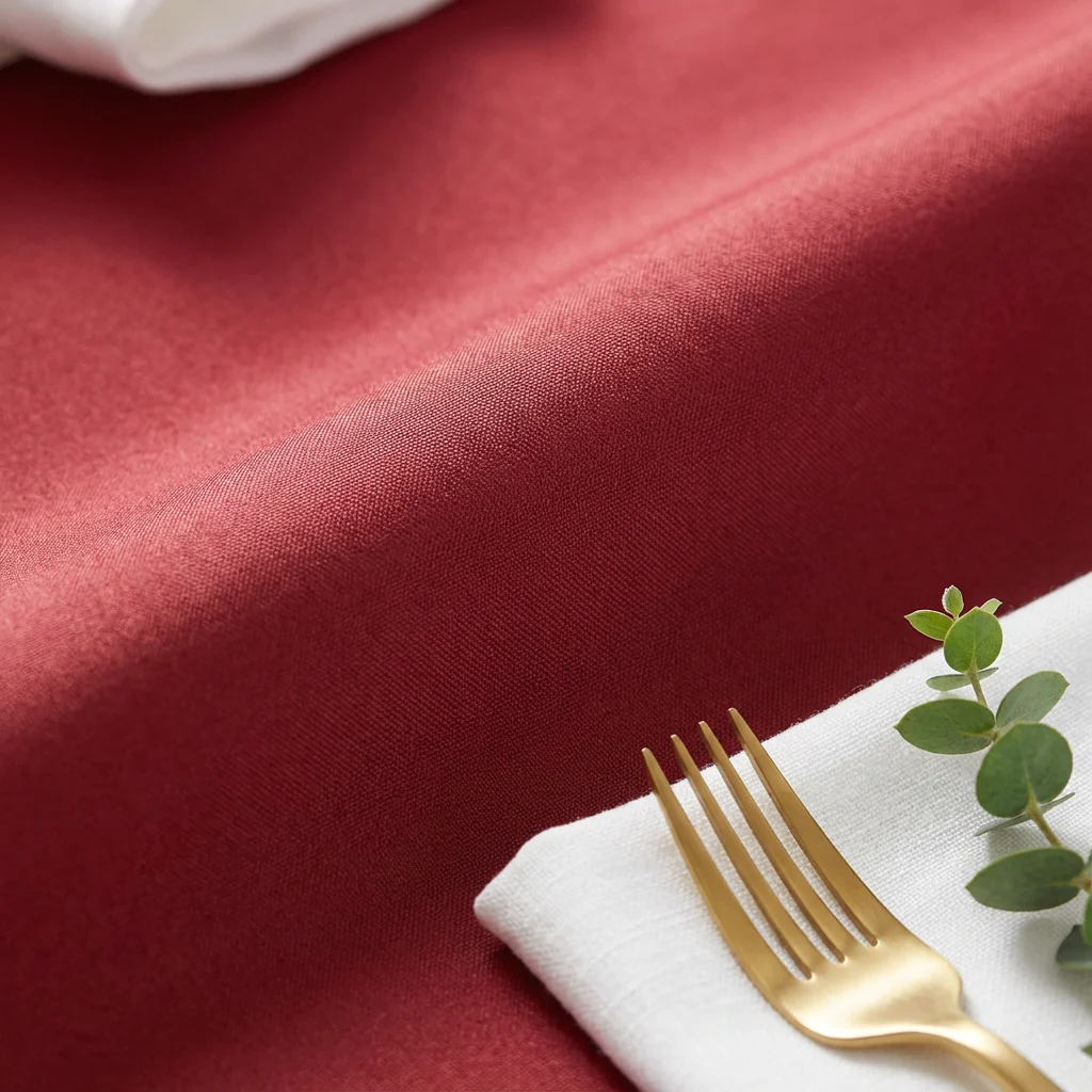 Premium Polyester 108" Round Tablecloth - Apple Red - Image 4