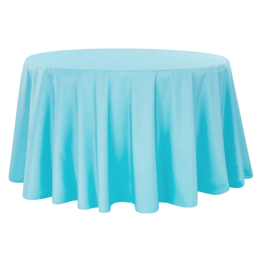 Premium Polyester 108" Round Tablecloth - Aqua Blue