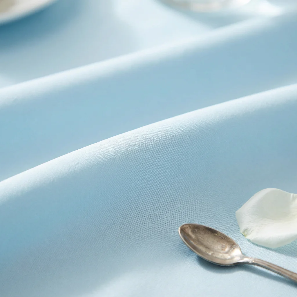 Premium Polyester 108" Round Tablecloth - Baby Blue - Image 4
