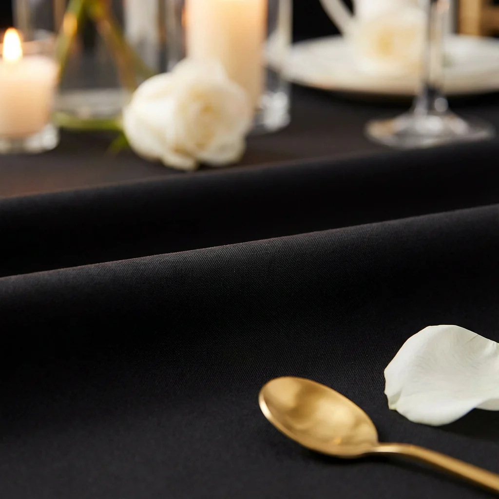 Premium Polyester 108" Round Tablecloth - Black - Image 4