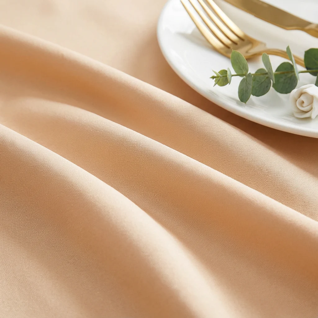 Premium Polyester 108" Round Tablecloth - Champagne - Image 4