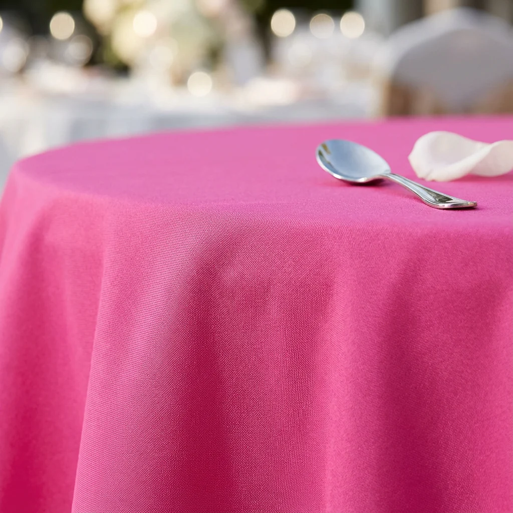 Premium Polyester 108" Round Tablecloth - Fuchsia - Image 4