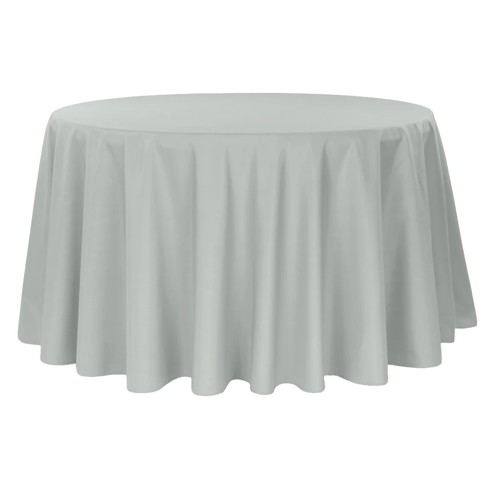 Premium Polyester 108" Round Tablecloth - Gray/Silver