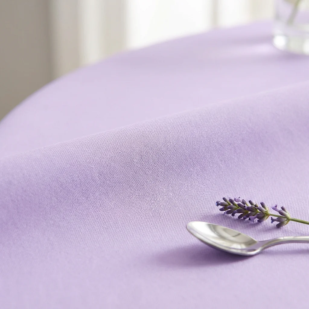 Premium Polyester 108" Round Tablecloth - Lavender - Image 4