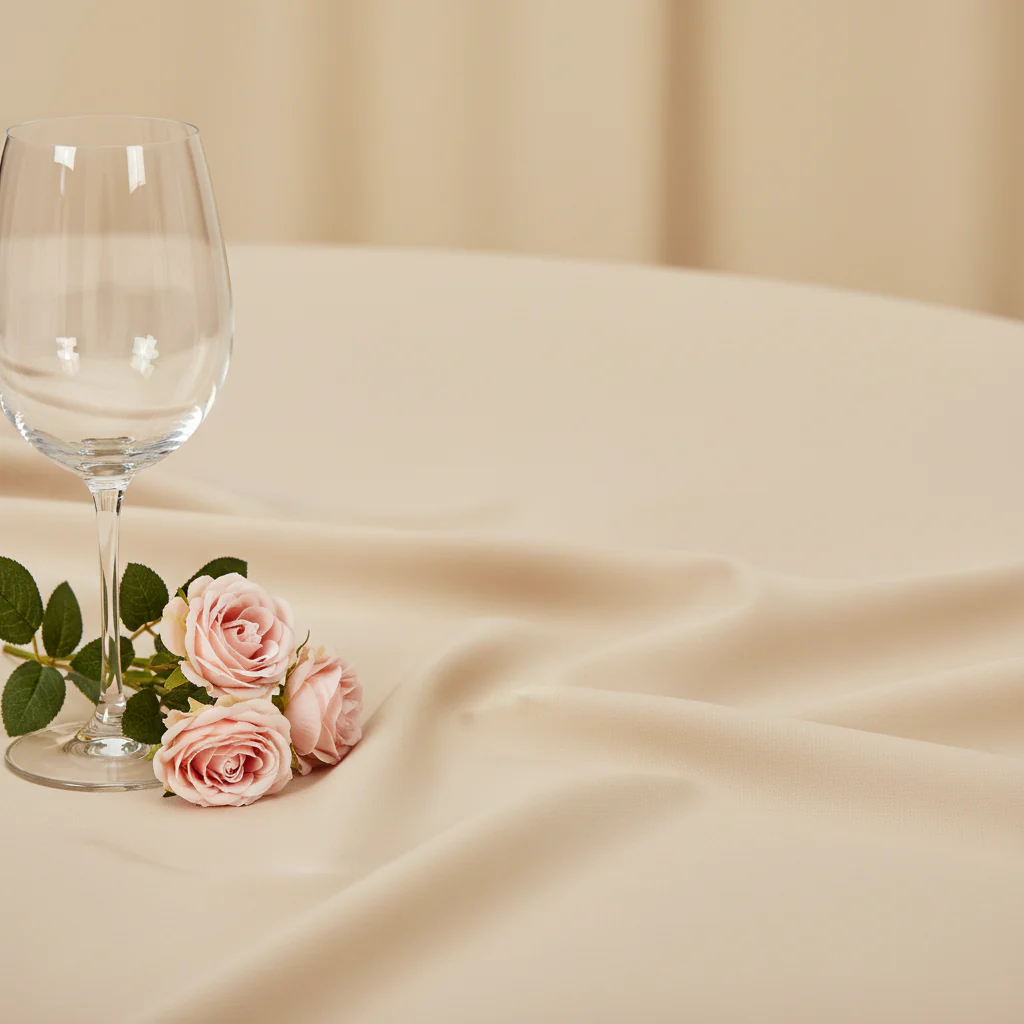 Premium Polyester 108" Round Tablecloth - Nude - Image 4