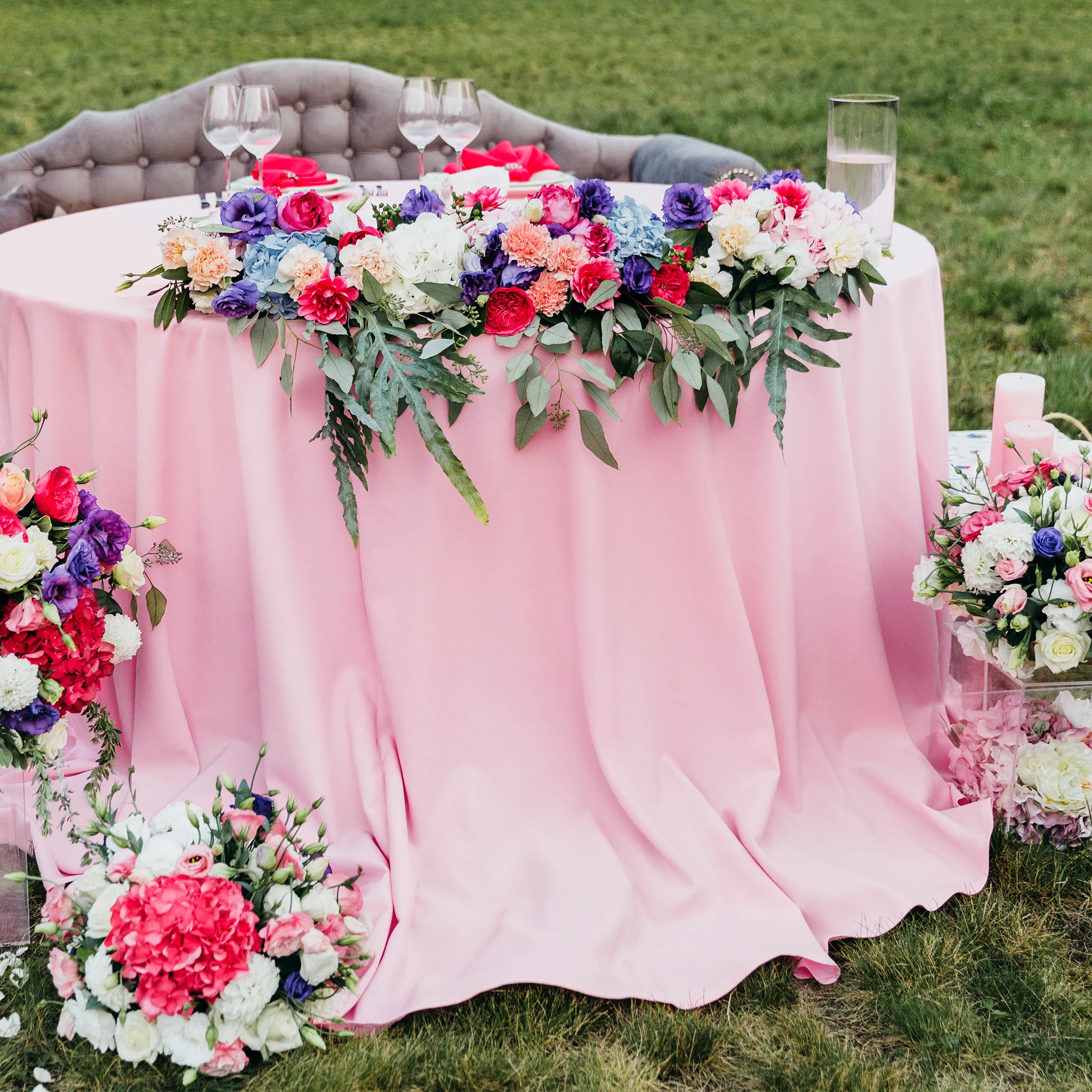 Premium Polyester 108" Round Tablecloth - Pink - Image 5