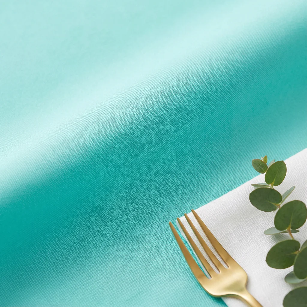 Premium Polyester 108" Round Tablecloth - Turquoise - Image 4