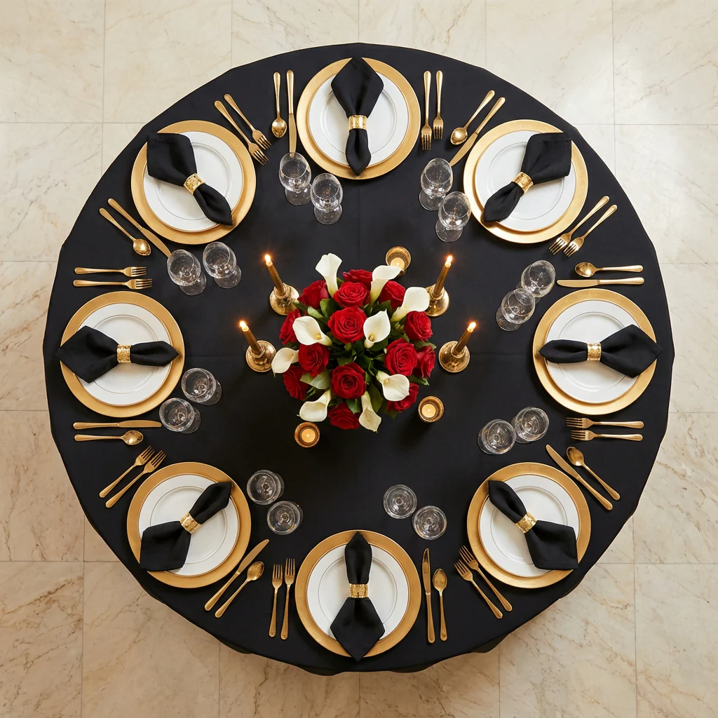 Premium Polyester 120" Round Tablecloth - Black - Image 3