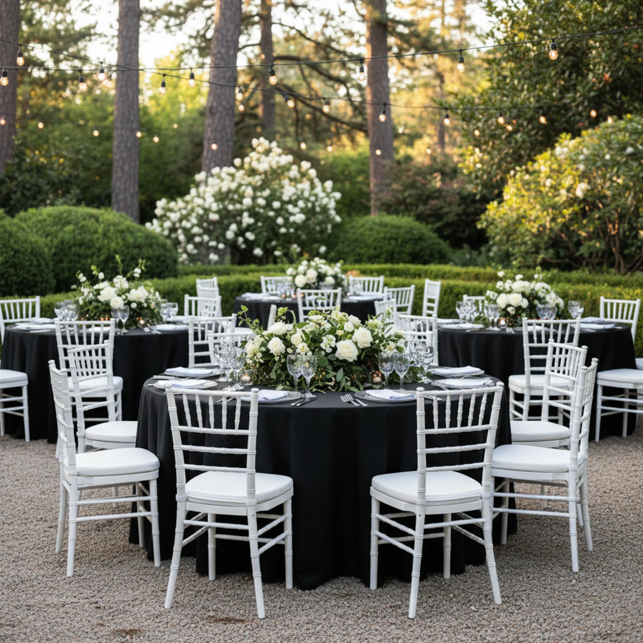 Premium Polyester 120" Round Tablecloth - Black - Image 5