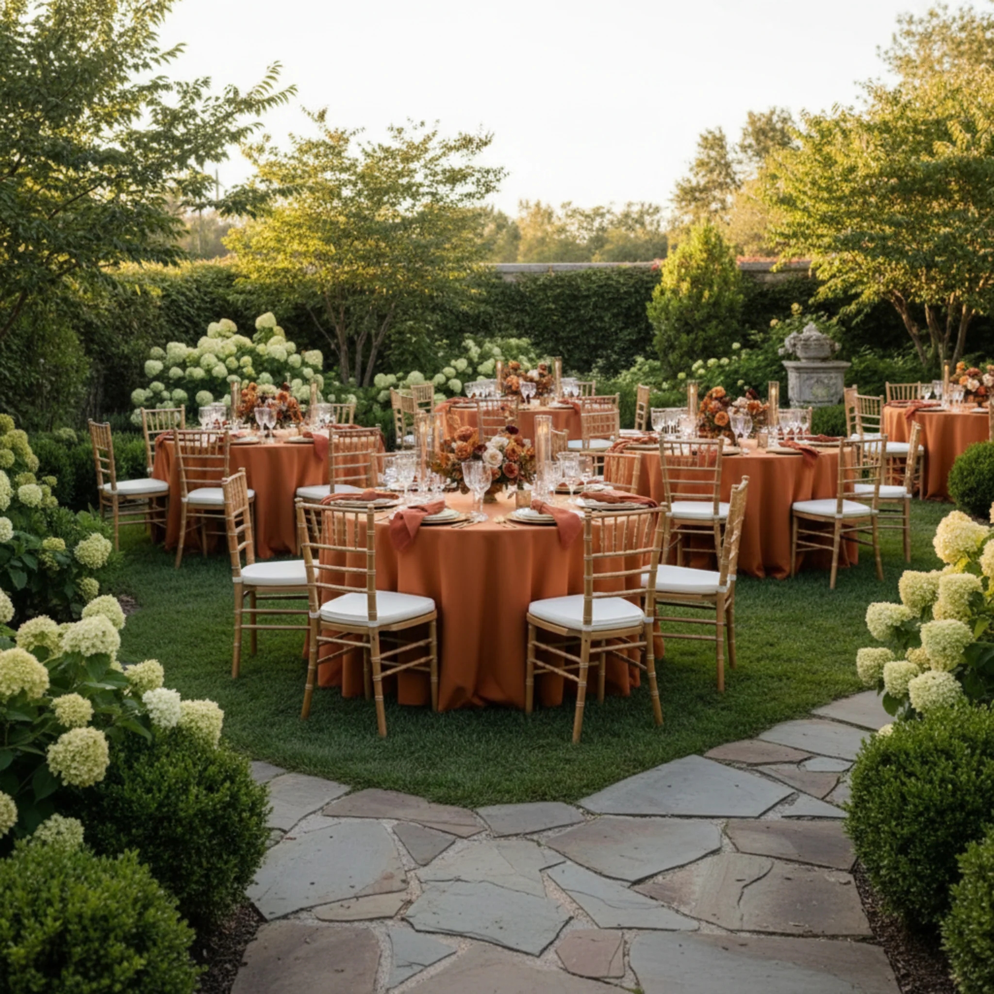 Premium Polyester 120" Round Tablecloth - Burnt Orange - Image 6