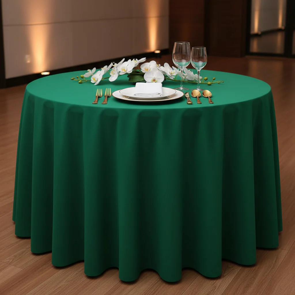 Premium Polyester 120" Round Tablecloth - Emerald Green - Image 2