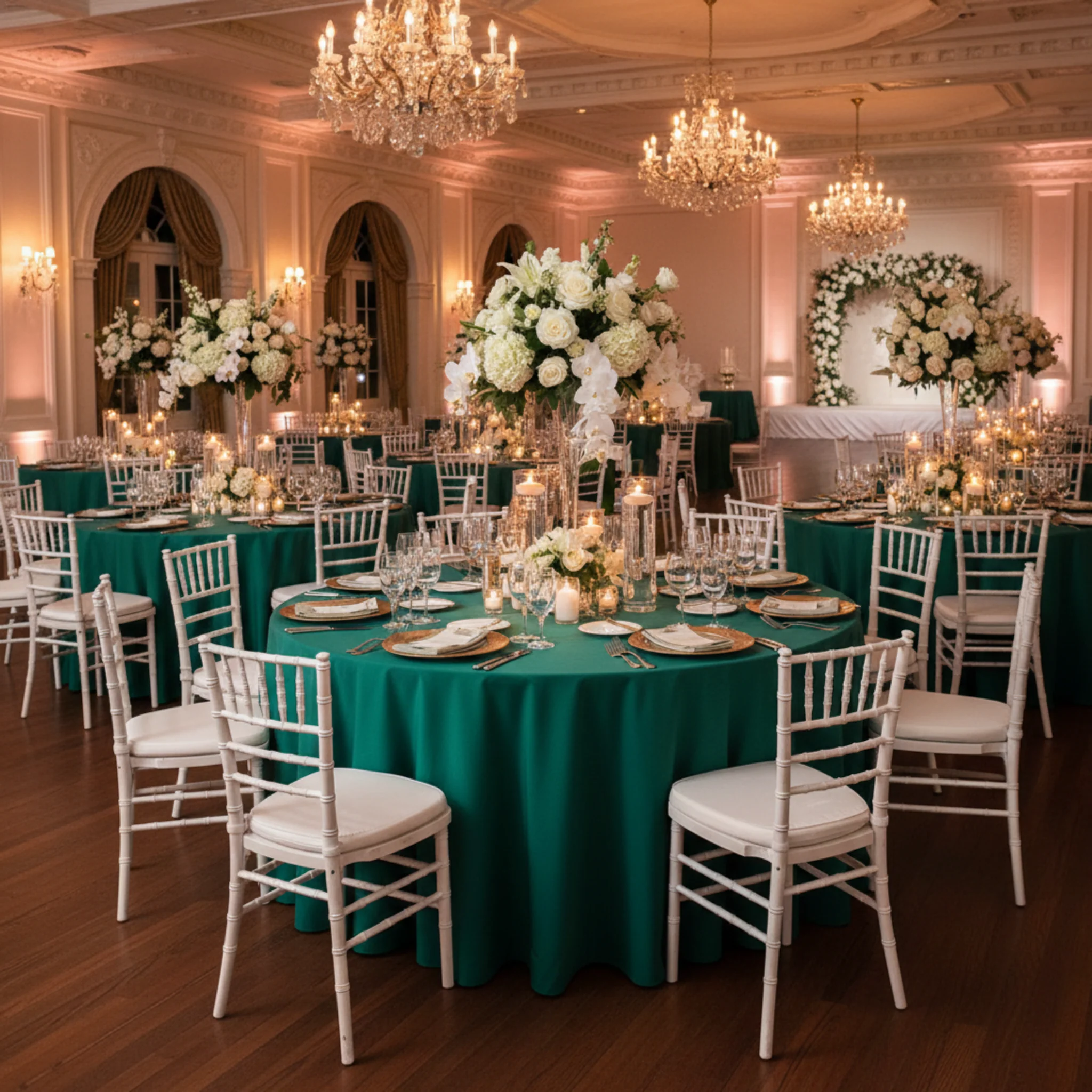 Premium Polyester 120" Round Tablecloth - Emerald Green - Image 6
