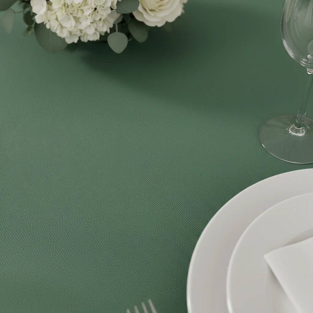 Premium Polyester 120" Round Tablecloth - Forest Green - Image 4