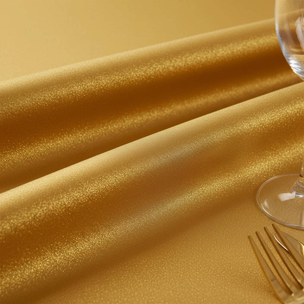 Premium Polyester 120" Round Tablecloth - Gold - Image 4