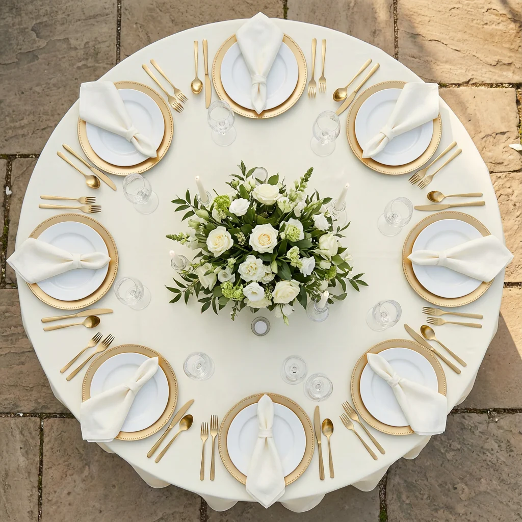 Premium Polyester 120" Round Tablecloth - Ivory - Image 3