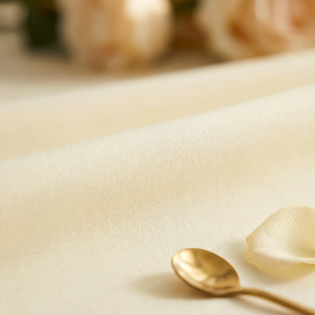 Premium Polyester 120" Round Tablecloth - Ivory - Image 4