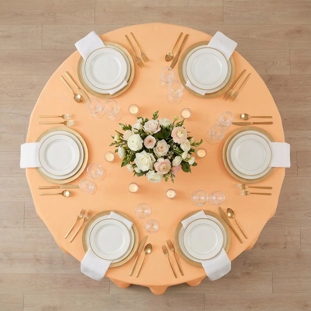 Premium Polyester 120" Round Tablecloth - Peach - Image 3
