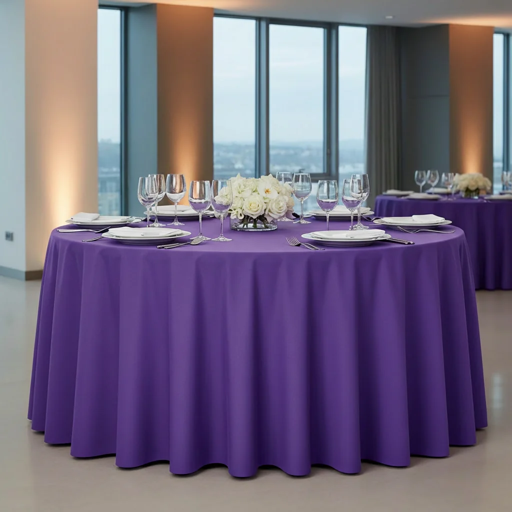Premium Polyester 120" Round Tablecloth - Purple - Image 2