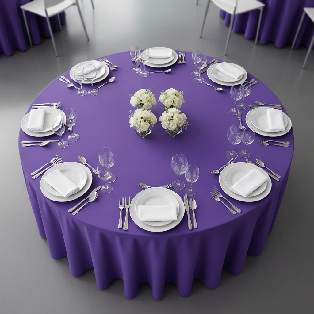 Premium Polyester 120" Round Tablecloth - Purple - Image 3