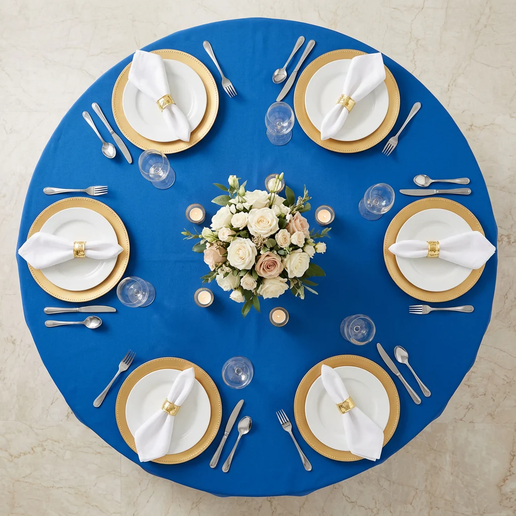 Premium Polyester 120" Round Tablecloth - Royal Blue - Image 3