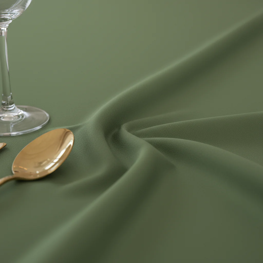 Premium Polyester 120" Round Tablecloth - Willow Green - Image 4