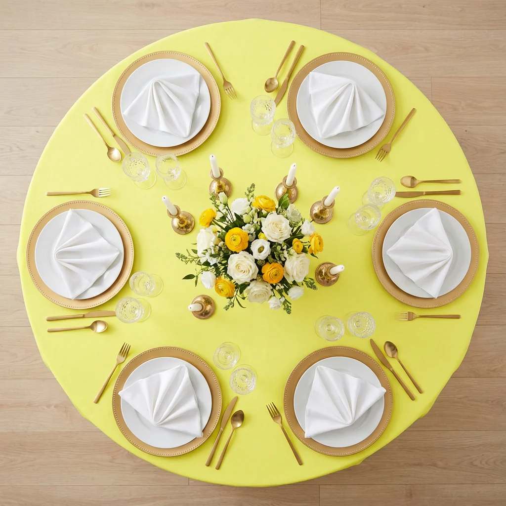 Premium Polyester 120" Round Tablecloth - Yellow - Image 3