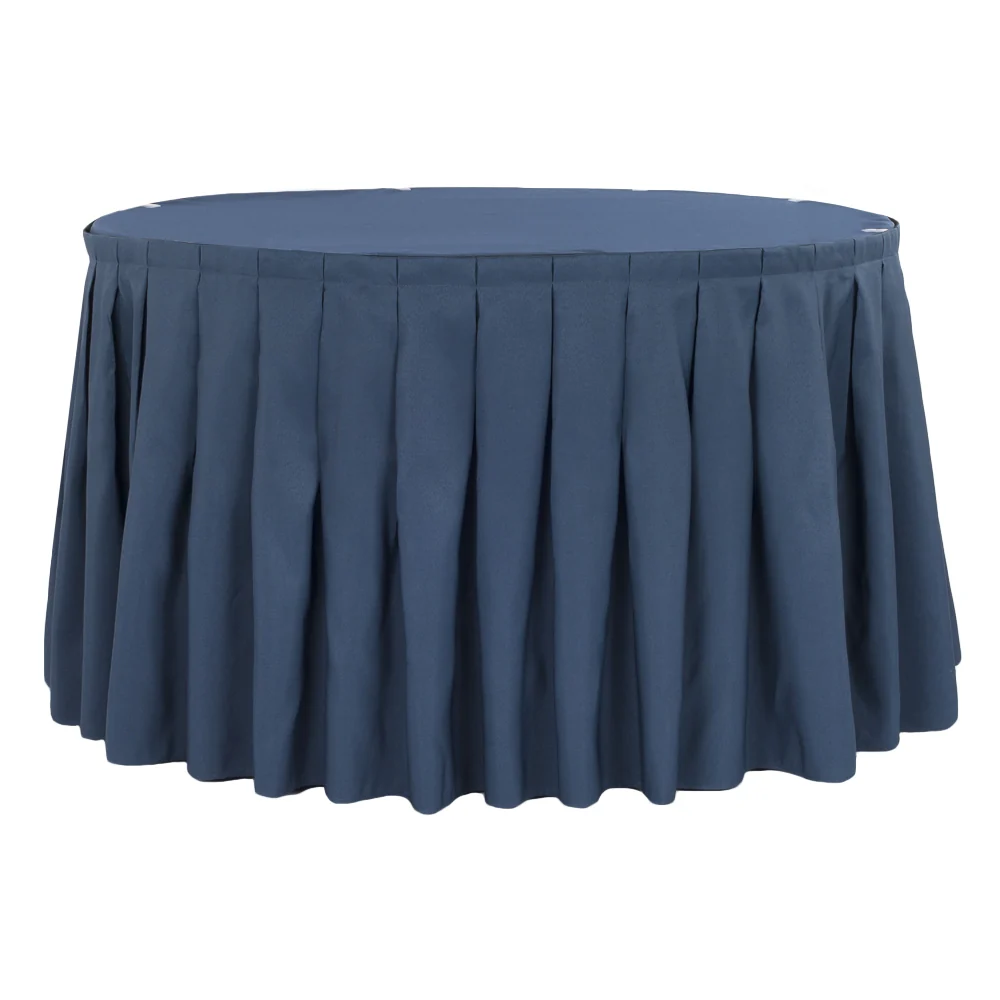 Polyester 17ft Table Skirt - Navy Blue