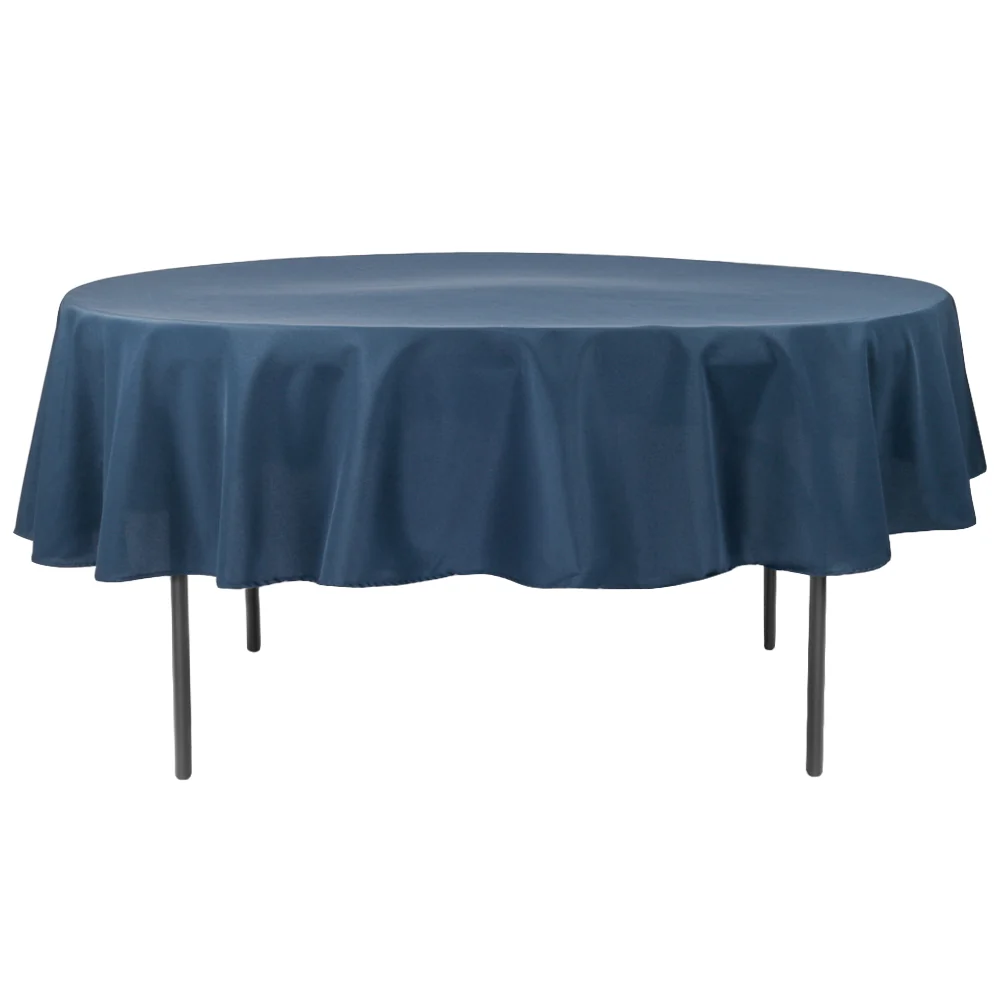 Premium Polyester 90" Round Tablecloth - Navy Blue