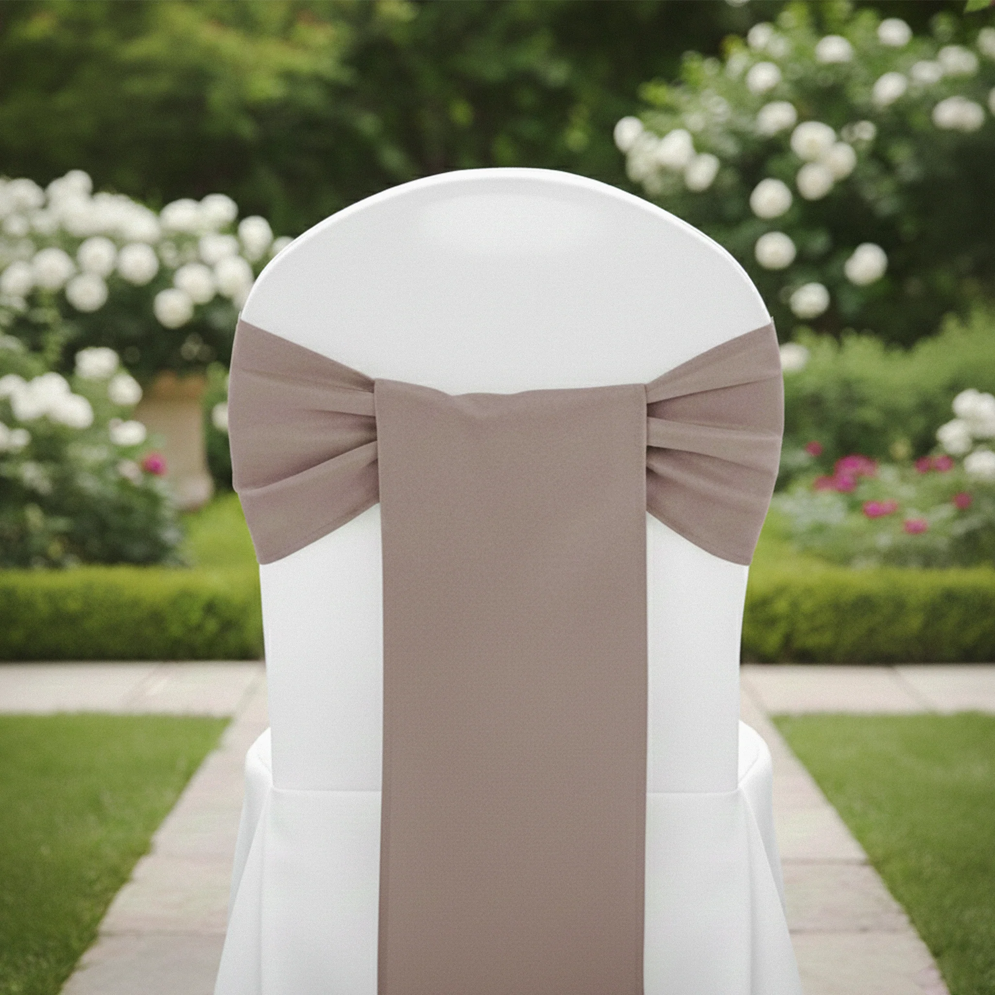 Polyester Chair Sash/Tie - Taupe - Image 2