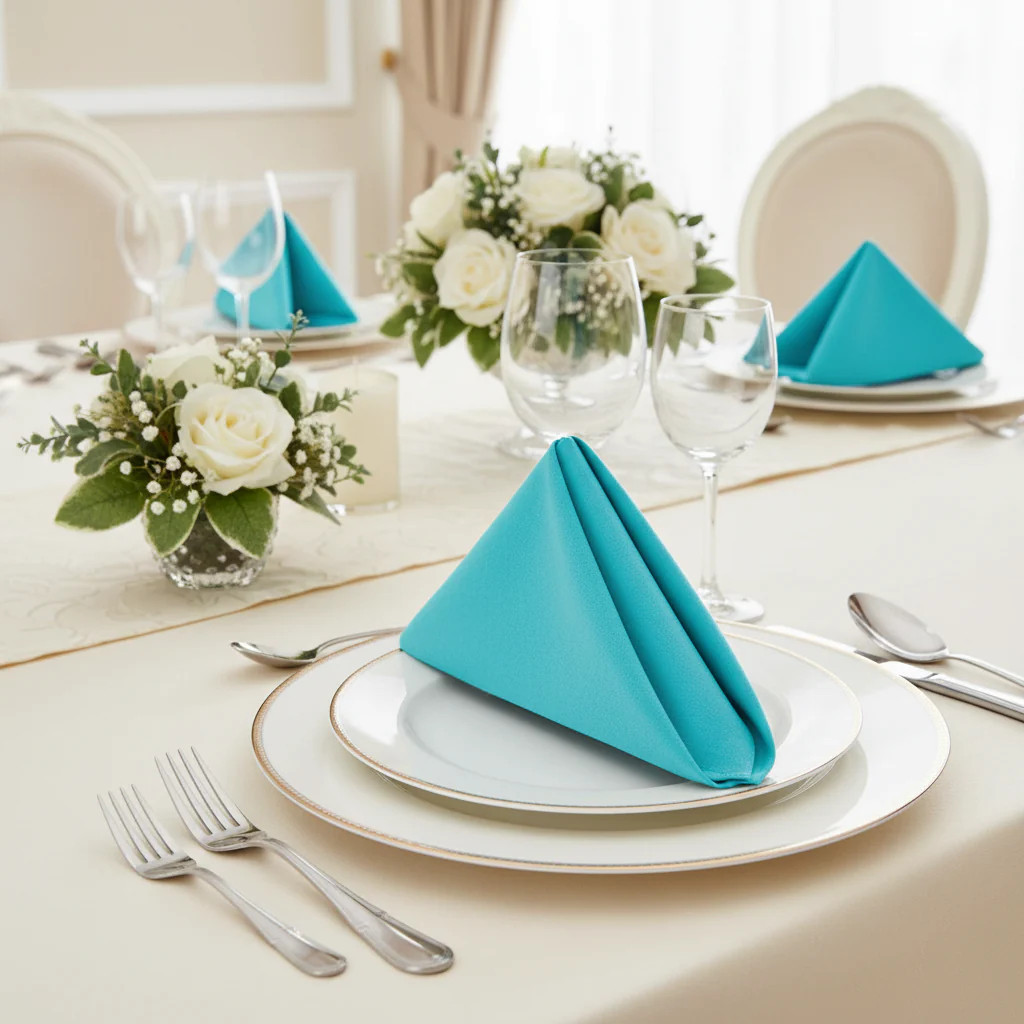 Premium Polyester Napkin 20"x20" - Aqua Blue - Image 2