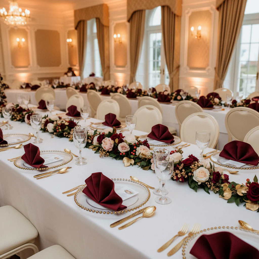 Premium Polyester Napkin 20"x20" - Burgundy - Image 3