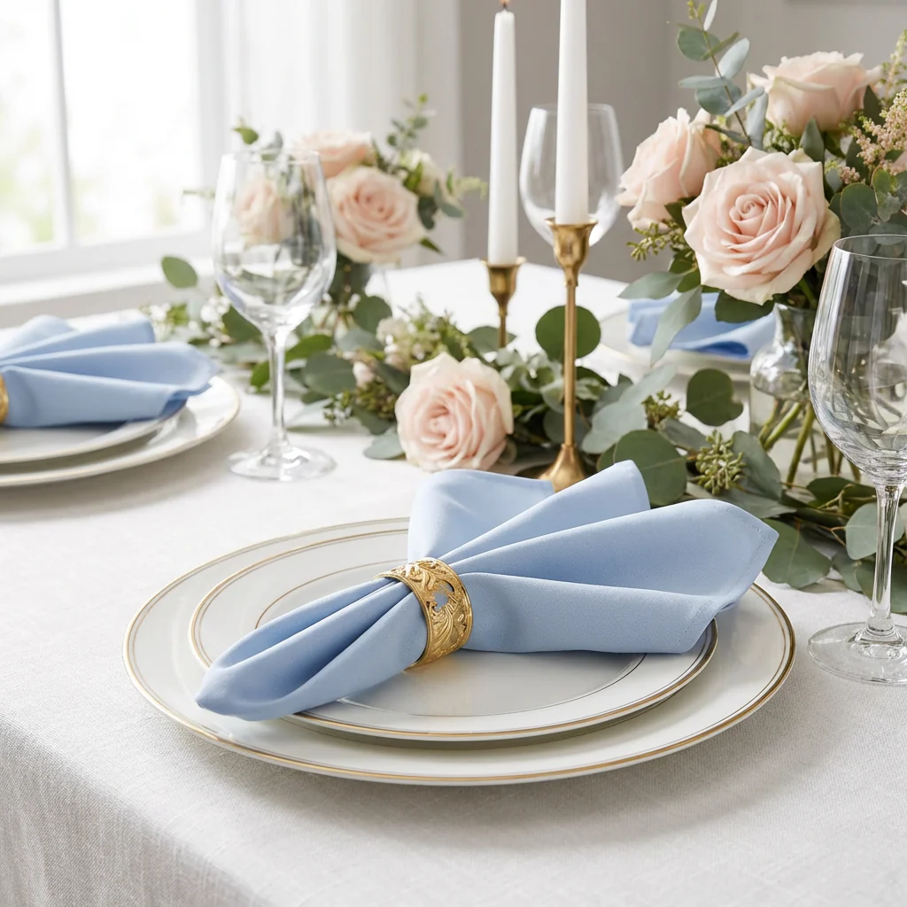 Premium Polyester Napkin 20"x20" - Dusty Blue - Image 2
