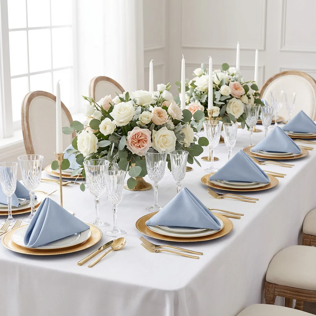 Premium Polyester Napkin 20"x20" - Dusty Blue - Image 3